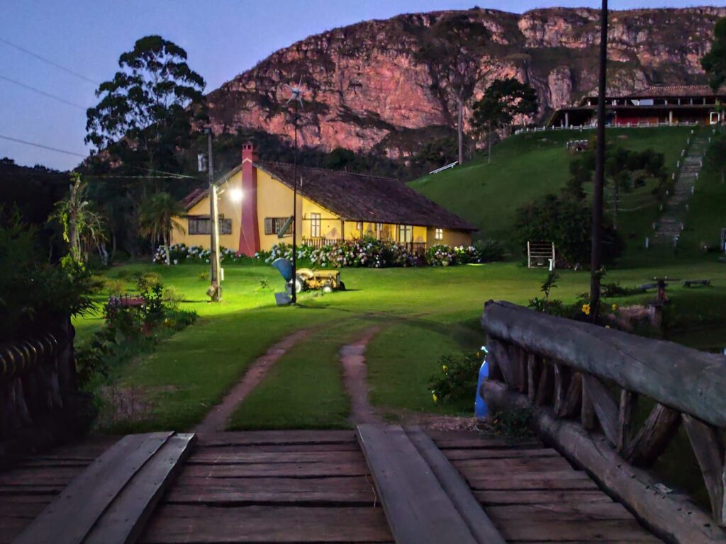 foto do canela de ema a noite com relampagos